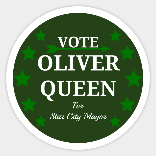 Vote Oliver Queen For Star City Mayor - Green Arrow Button Design Sticker by FangirlFuel